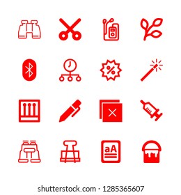 close-up icons set with binoculars, pen filled diagonal writing tool and close vector set