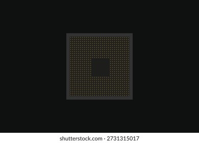 Uma ilustração em close-up de um circuito PCB preto e dourado com um soquete de processador de CPU, simbolizando hardware de computador avançado.