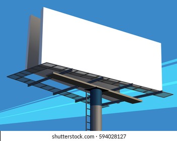 Closeup Illustration Of A Blank Unipole Banner For Outdoor Advertising