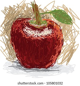 closeup illustration of a fresh apple fruit.