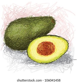 closeup illustration of a fresh avocado fruit.