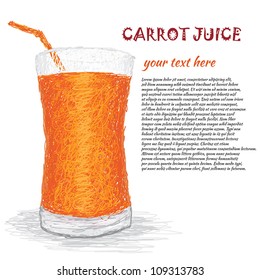 closeup illustration of a fresh carrot juice extract.