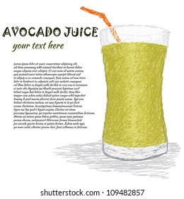 closeup illustration of a fresh glass of avocado fruit.