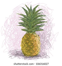 closeup illustration of a fresh pineapple fruit.