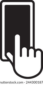 Close-up illustration of a hand tapping a smartphone