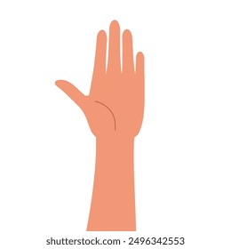 Close-up illustration of raised hand