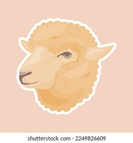 Ilustración de la cabeza de una oveja con una técnica dibujada a mano. animales utilizados para el sacrificio durante la celebración de Eid al-Adha