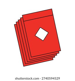 A close-up illustration of a stack of red cards, each featuring a white diamond shape cut out from the center.