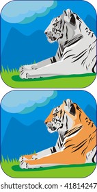 close-up illustration of tiger resting at nature