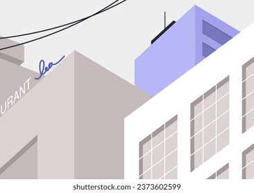 Una imagen de primer plano de un barrio céntrico caracterizado por edificios de oficinas y vibrantes señales de neón