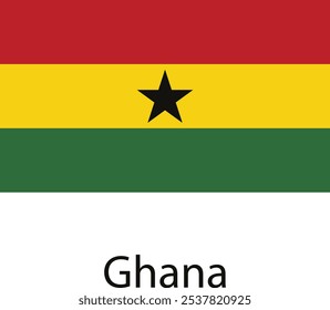 A close-up image of the Ghanaian flag featuring a red, yellow, green horizontal tricolor with a black five-pointed star on the yellow band.