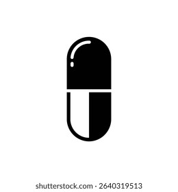 Close-up image of half colored medical capsule pill