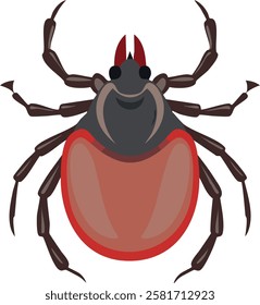 Close-up image of a  Ixodes species tick, focusing on its  anatomy and  characteristics.