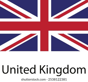 Imagen de cerca de Union Jack, la bandera nacional del Reino Unido. La bandera presenta una cruz roja sobre un campo blanco, superpuesta sobre un campo azul con una cruz diagonal roja.