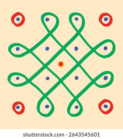 Closeup of Indian Rangoli Kolam and celebrate the upcoming festival with this minimalist rangoli designs.