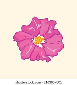 Close-up isolated pink tropical blooming flower in flat simple cute flat illustration art design