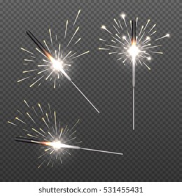 Closeup isolated sparkler shine bengal lights for holiday decor