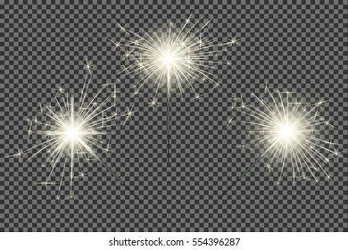 Closeup isolated sparkler shine bengal lights for holiday decor.
