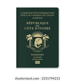 Close-up of a Ivory Coast passport cover