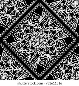 Close-up lace seamless pattern. Black and white. Vector. For scrapbooking, wallpaper, cases for smartphones, print, surface texture, pillows, bags.