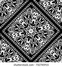 Close-up lace seamless pattern. Black and white. Vector. For scrapbooking, wallpaper, cases for smartphones, print, surface texture, pillows, bags.