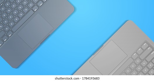 closeup laptop keyboard realistic mockup gadgets and devices concept horizontal vector illustration