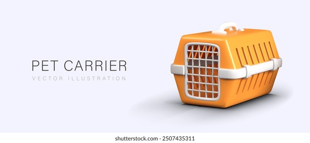 Closeup of large yellow carrier. Empty container for transporting small animals, pets