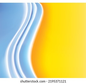 Closeup light soft shiny cyan white gold color water paint fluid liquid unity curvy stripe shape view text space. Empty modern web art concept twirl air twist mix down europe effect decor design card
