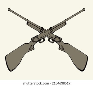 Vieja pistola de madera. Dibujo de vectores