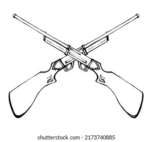 Vieja pistola de madera. Dibujo de vectores