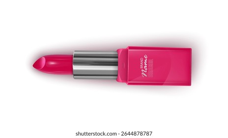 Close-up of a lipstick with a tube and red lipstick