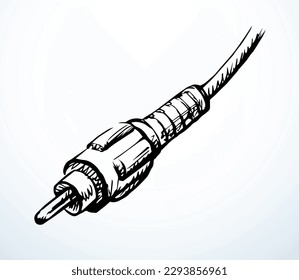 Closeup macro view ac watt mobile laptop output tech rope pin car outlet wattage. Black hand drawn off usb app audio sound volt tool element unplug logo concept doodle line art style white text space