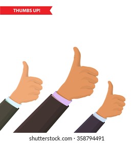 Closeup of male hand showing thumbs up sign against. Isolated on white background, success, approval, greeting illustration concept