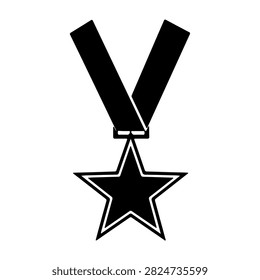 A close-up of a medal with a ribbon and a star, symbolizing achievement, excellence, and recognition in various fields and competitions.