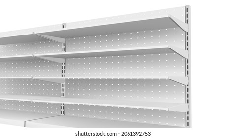 Closeup Metal Store Display Shelves For Product Promotion. EPS10 Vector