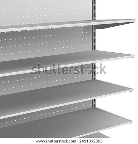 Closeup Metal Store Display Shelves For Product Promotion. EPS10 Vector