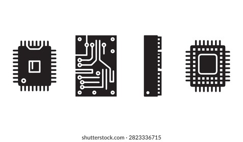 Close-up of microchips and circuit board components, showcasing electronic hardware used in computing and technology devices.