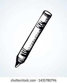 Closeup modern long Shallow rod on light backdrop. Freehand dark ink hand drawn simple kid object image element emblem design concept sketchy in retro artist scribble contour print style on text space