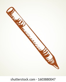 Closeup modern long Shallow rod on light backdrop. Freehand dark ink hand drawn simple kid object image element emblem design concept sketchy in retro artist scribble contour print style on text space