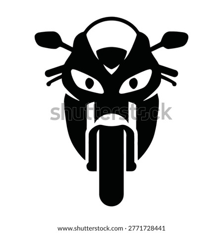 Close-up of a motorcycle with an angry face, giving it a menacing and aggressive appearance.