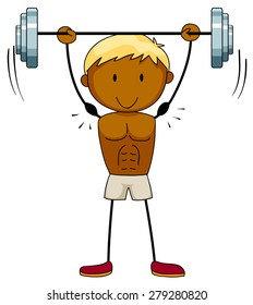 Closeup muscular man lifting weights