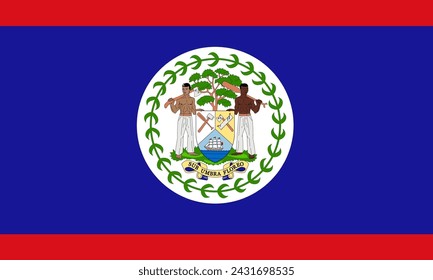 Close-up of national flag of Central American country of Belize. Illustration made February 29th, 2024, Zurich, Switzerland.