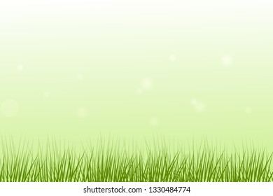 Closeup nature view of green grass on blurred  greenery background.  Spring element for wallpaper, banner, flyers, posters, broshure. Vector illustration