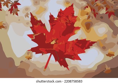 Acercar la vista natural de las hojas de arce rojas y amarillas de fondo vectorial. Leche plana, concepto de naturaleza colorida, hoja de arce, fondo de grupo, otoño, ilustración premium de caída