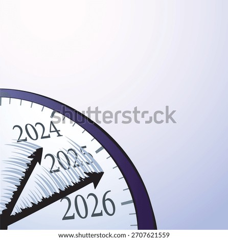 Closeup old 2025 late work chase age black tick flow wind date draw art design. Job busy race second logo icon sign white wall screen face round frame greet card cartoon art draw event idea text space