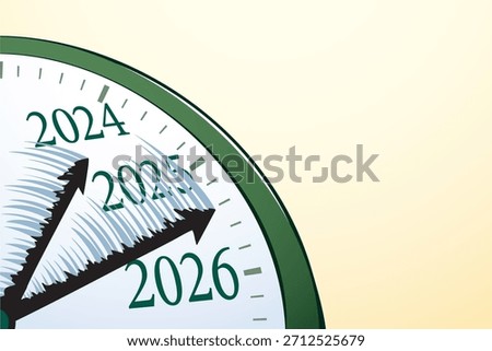 Closeup old 2025 late work chase age black tick flow wind date draw art design. Job busy race second logo icon sign white wall screen face round frame greet card cartoon art draw event idea text space