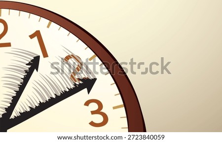 Closeup old age alarm tick flow wind date count line draw cartoon art icon. Close up view new year race anxiety crisis busy manage job white office wall round face second logo frame idea text space