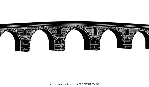 Closeup of old brick arches bridge