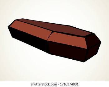 Ataúd de madera cerrado. Dibujo de vectores