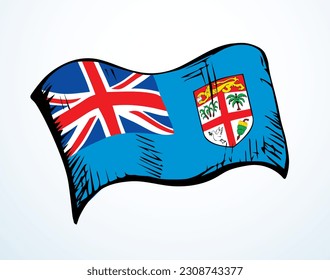 Bandera de Fiji. Signo de dibujo del vector